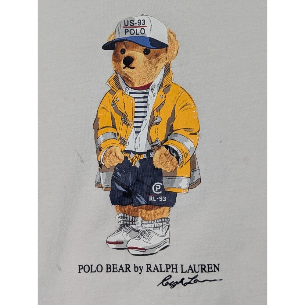 VTG Polo Bear by Ralph Lauren US-93 T-Shirt Mens XL White S/S Cotton Nautical